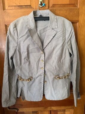 Worth Carob Oxford Pocket Ring Jacket NWT Size 14 Beige Stretch Blazer